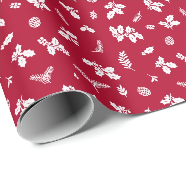 Papier Cadeau Mini conception de verdure de vacances (Coin rond)