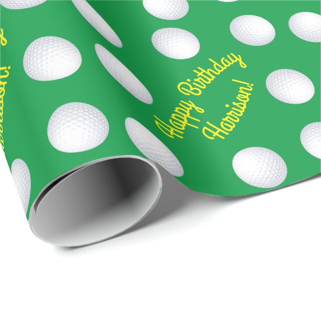 Papier Cadeau Mini Golf Balls Anniversaire Fête Enfants Sports (Coin rond)