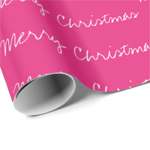 Papier Cadeau Mini Joyeux Noël typographie magenta blanc