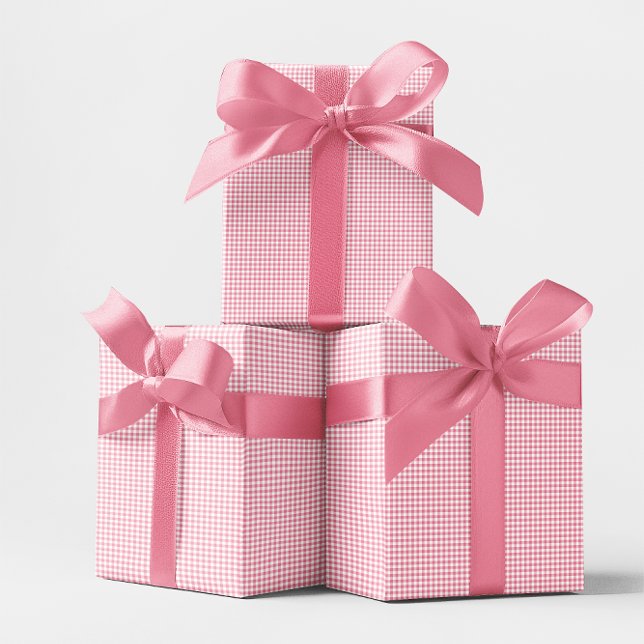 Papier Cadeau Mini Vichy Rose (Mini Pink Gingham Check Wrapping Paper)
