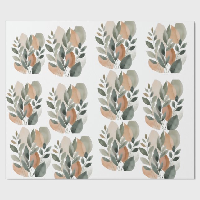 Papier Cadeau Minimal Botanical Leaf Pattern (Plat)