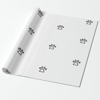 Papier Cadeau Minimalist Geometric Dog Paw Print Black and White