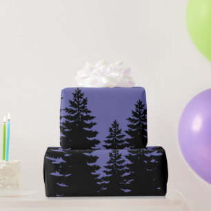 Papier Cadeau Minimalist purple black pine tree silhouette     