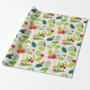 Papier Cadeau Minnie et Daisy   Motif tropical Monogramme 2