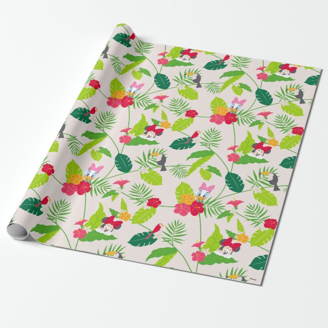 Papier Cadeau Minnie et Daisy | Motif tropical Monogramme 2 (Déroulé)
