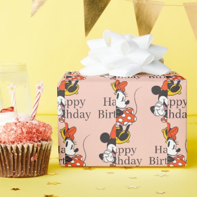 Papier Cadeau Minnie Mouse Classique Pose les Mains Croisées (Fête d'anniversaire)