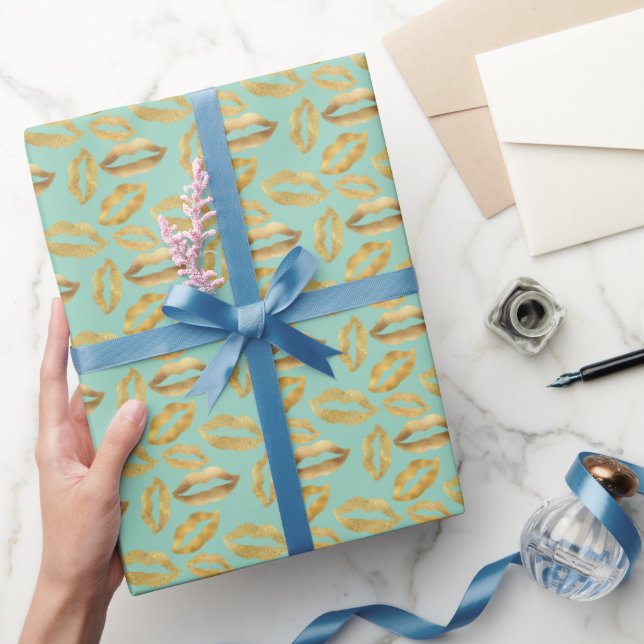 Papier Cadeau Mint Gold Sparkle Glitz Lièvres Baisers (Cadeaux)
