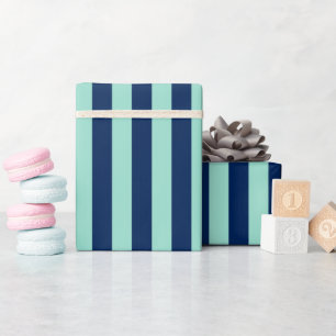 Papier Cadeau Mint Green et Navy Stripes