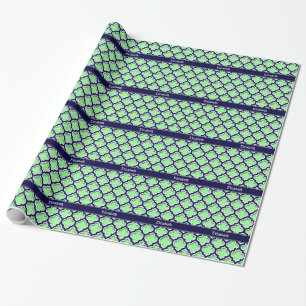 Papier Cadeau Mint Green, Navy Moroccan #5DS Navy Name Monogram