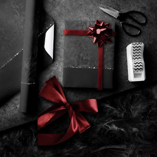 Papier Cadeau Minuit Onyx Romance Black Satiny Grunge Damask