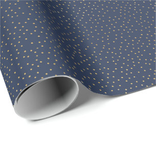 Papier Cadeau Minuscule Polka bleu et or Pot fait main