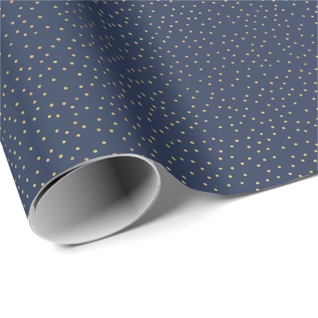 Papier Cadeau Minuscule Polka bleu et or Pot fait main (Coin rond)