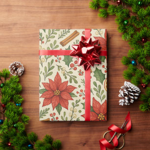 Papier Cadeau Mistletoe botanique classique Motif d'art floral