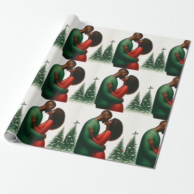 Papier Cadeau Mistletoe Moments 1 - Black people Papier de Noël (Déroulé)