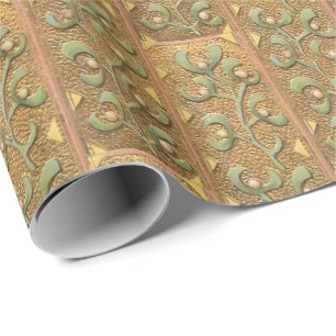 Papier Cadeau Mistletoe Motif sur Gold Vintage Christmas
