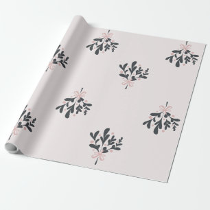 Papier Cadeau Mistletoe rose de Noël
