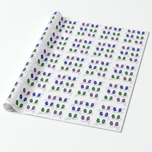 Papier Cadeau Mitaines colorées et flocons de neige