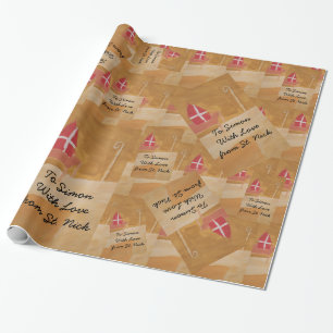 Papier Cadeau Mitre de Sinterklaas Saint-Nicolas d'aquarelle de