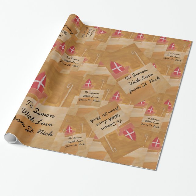 Papier Cadeau Mitre de Sinterklaas Saint-Nicolas d'aquarelle de (Déroulé)