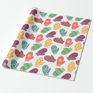 Papier Cadeau Mittens colorés d'hiver
