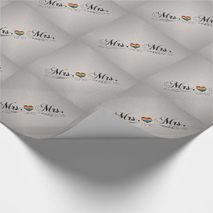 Papier Cadeau Mme et Mme Lesbian Pride Typographie Design