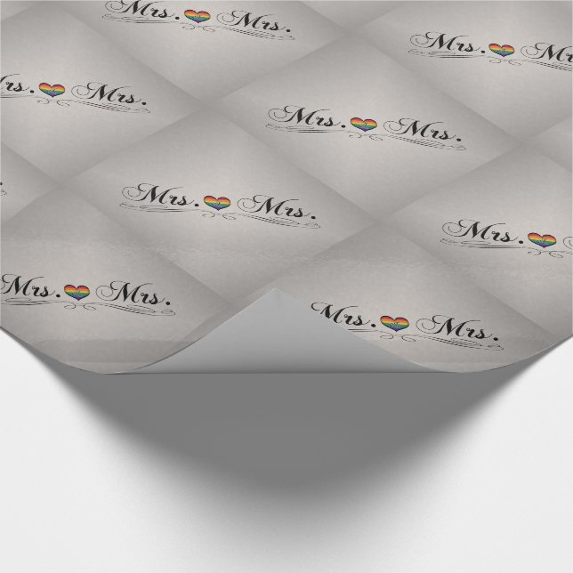 Papier Cadeau Mme et Mme Lesbian Pride Typographie Design (Coin)