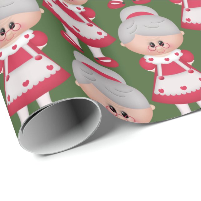 Papier Cadeau Mme mignonne Claus Christmas Holiday a couvert de (Coin rond)