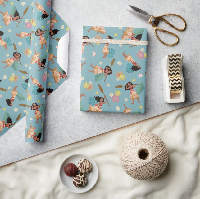 Papier Cadeau Moana | Modèle floral (Artisanat)