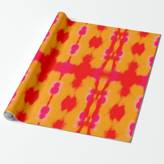 Papier Cadeau Mode Boho rouge. Tapis persan. Couche aquarelle (Déroulé)