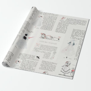 Papier Cadeau Mode Française Dame Art Déco Couture Rose Vintage