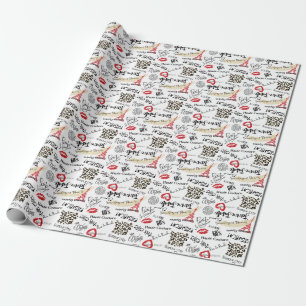 Papier Cadeau Mode Paris : motif glamour vintage.