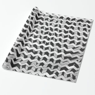 Papier Cadeau Modèle Chevron noir et gris Zebra