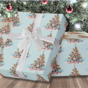 Papier Cadeau Modèle d'Arbre de Noël de Plage