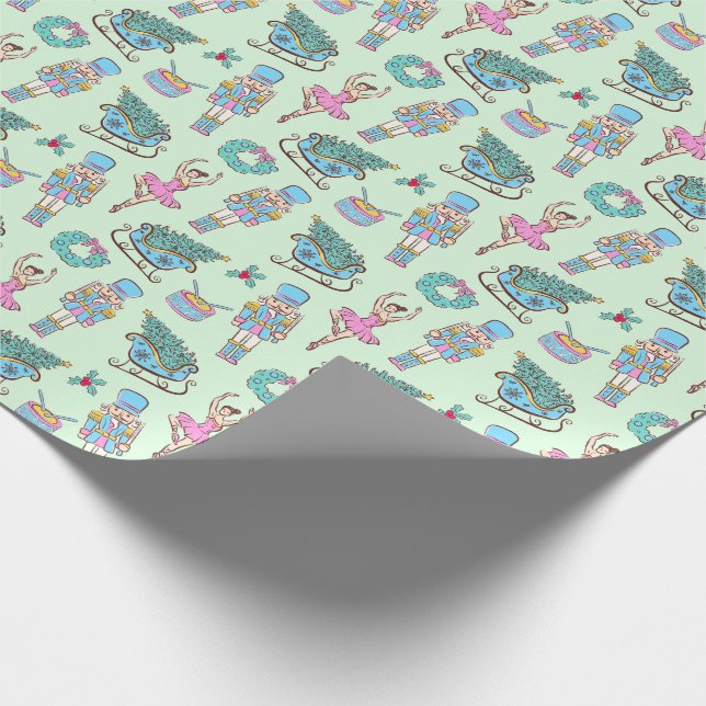 Papier Cadeau Modèle de ballerine casse-noisette de vacances ver (Coin)