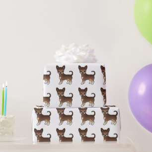 Papier Cadeau Modèle de Chihuahua à poil lisse chocolat et fauve