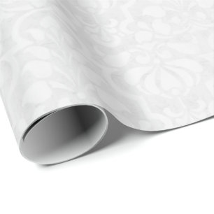 Papier Cadeau Modèle de Damas victorien Vintage blanc