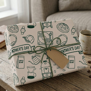 Papier Cadeau Modèle de Doodle de la Fête des Pères moderne Papa