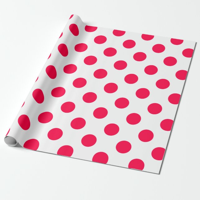 Papier Cadeau Modèle de Noël classique Pois rouge blanc (Déroulé)