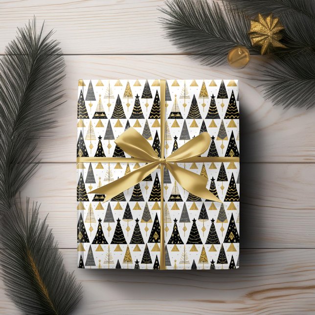 Papier Cadeau Modèle de Noël en or noir #25 ID1009 (Créateur téléchargé)