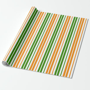 Papier Cadeau Modèle de rayures verticales orange vert blanc