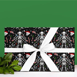 Papier Cadeau Modèle de squelette d'arbre de Noël joyeux