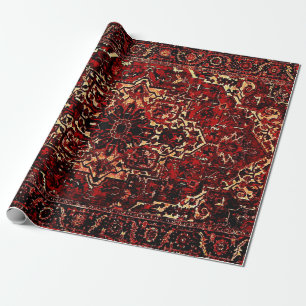 Papier Cadeau Modèle de tapis oriental en rouge foncé