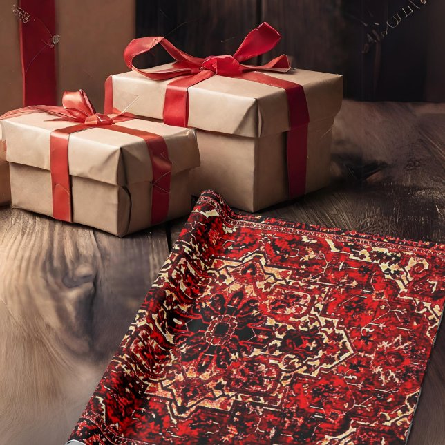Papier Cadeau Modèle de tapis oriental en rouge foncé (Créateur téléchargé)