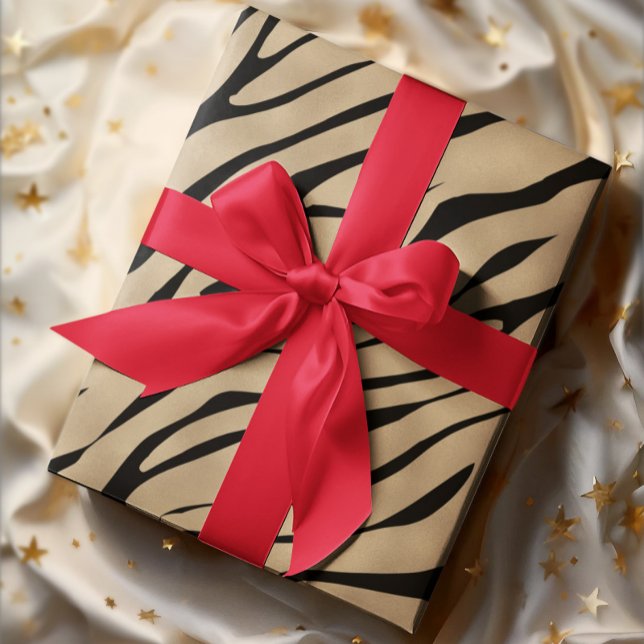 Papier Cadeau Modèle de zèbre doré métallique (Créateur téléchargé)