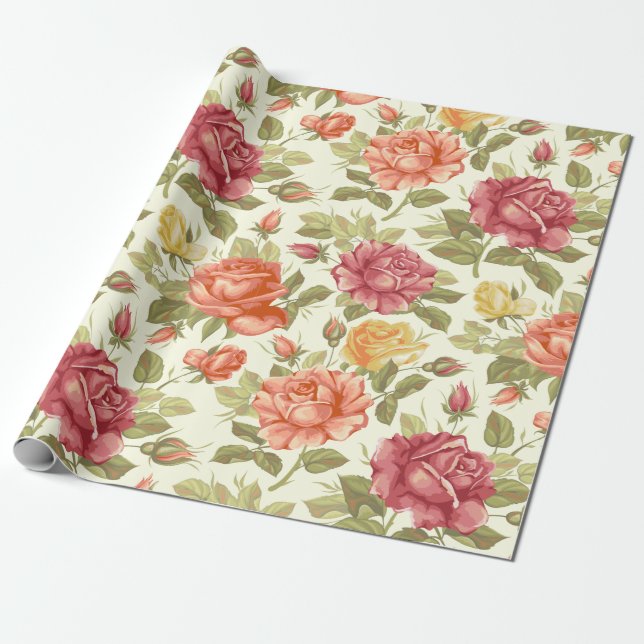 Papier Cadeau Modèle floral (Déroulé)