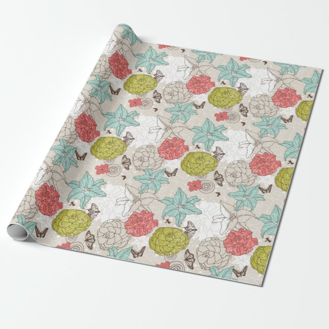 Papier Cadeau Modèle floral (Déroulé)