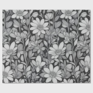 Papier Cadeau Modèle floral 7 Mono   Papier d'enrobage