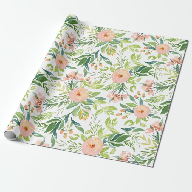 Papier Cadeau Modèle floral de printemps (Déroulé)