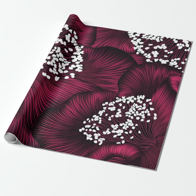 Papier Cadeau Modèle floral dessiné à la main avec fleurs de cam (Déroulé)