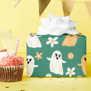 Papier Cadeau Modèle floral d'Halloween Ghost